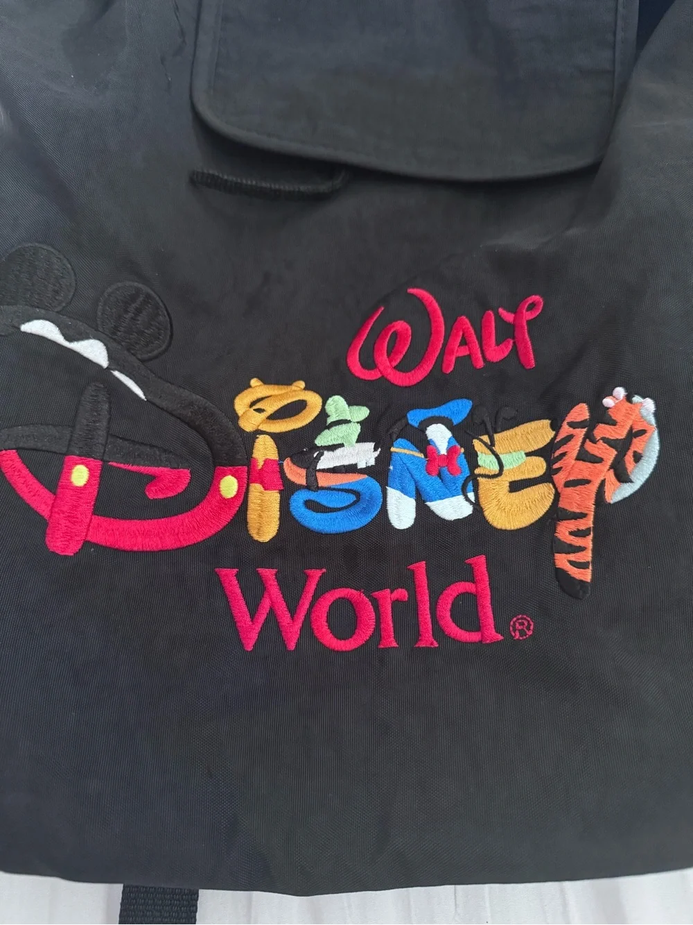 Vintage 90s Walt Disney World Embroidered Backpack Rucksack Black